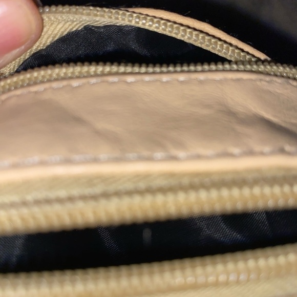 𝅺EUC Vintage Peach Pink Leather Patchwork Mini Shoulder Bag 5 x 7”/ 21.5” Strap - Picture 8 of 10